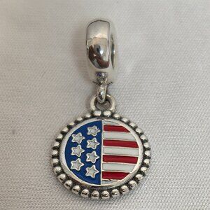 Pandora American Flag Exclusive Dangle Charm, S925 Silver Jewelry